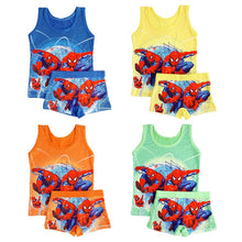 Carregar imagem no visualizador da galeria, Hot Marvel Kids Clothing Summer Cartoon sleeveless T-shirt Children Vest Spiderman Superman T shirts Panties Boxers Briefs set
