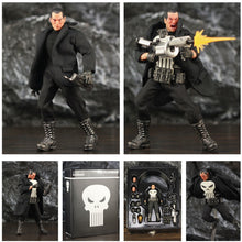 Carregar imagem no visualizador da galeria, One:12 Marvel Punisher Frank Castle 6&quot; Action Figure 1/12 1:12 Comic Movie Toys Doll With Windbreaker Coat Black Suit
