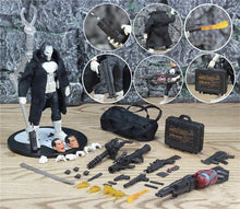 Carregar imagem no visualizador da galeria, One:12 Marvel Punisher Frank Castle 6&quot; Action Figure 1/12 1:12 Comic Movie Toys Doll With Windbreaker Coat Black Suit
