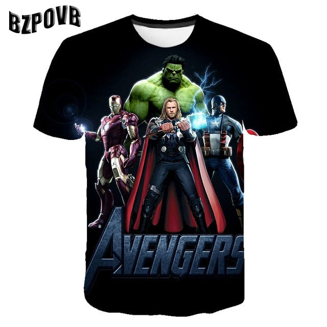 Summer Children Avenagers Cartoon T Shirts Boys Girls Avengers T Shirt Kids Pokemon T-shirts Summer Clothes 3-14Y